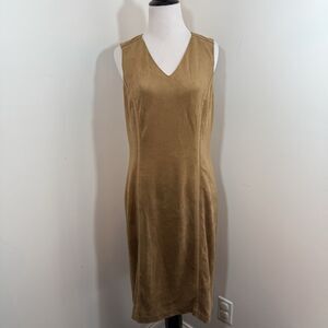 J McLaughlin Brown Suede Dress M Fall Autumn Winter Vegan Leather Sleeveless